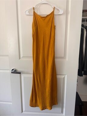 A New Day Mustard Gold Jacquard Satin Slip Maxi Dress XXL